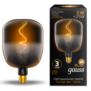 Лампа Gauss Filament V140 5W 200lm 1800К Е27 LED 1008802105