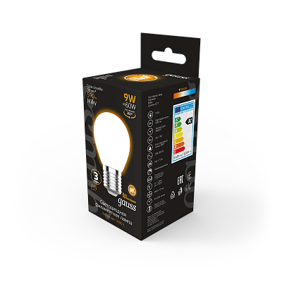Лампа Gauss Filament Шар 9W 590lm 3000К Е27 LED 105202109 (15 шт)