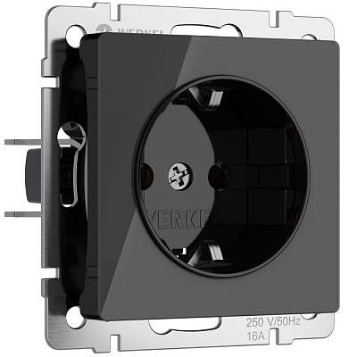 Розетка с заземлением Werkel черный акриловый a064041