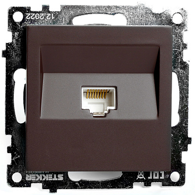 Розетка компьютерная 1-местная RJ-45 (механизм), STEKKER Катрин GLS00-7107-04, шоколад