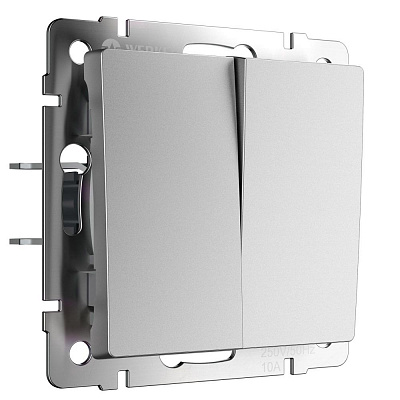 Перекрестный переключатель двухклавишный Werkel серебряный матовый a064030