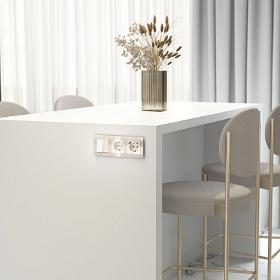 Розетка с заземлением и шторками Werkel айвори акриловый a064061