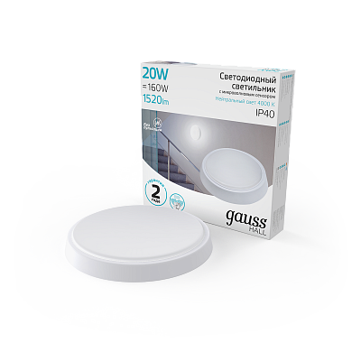 Точечный накладной светильник Gauss HALL 20W 1520lm 4000K 200-240V IP40 LED 193411220-S