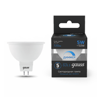 Лампа Gauss MR16 5W 530lm 6500K GU5.3 диммируемая LED 1/10/100 101505305-D