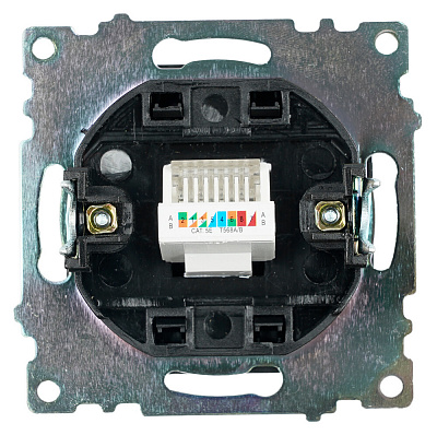 Розетка компьютерная 1-местная RJ-45 (механизм), STEKKER Катрин GLS00-7107-05, черный
