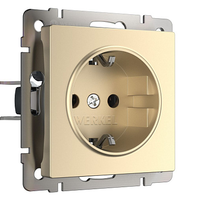 Розетка с заземлением и шторками Werkel шампань a050858