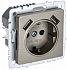 Розетка с заземлением и защитными шторками USB IEK Brite A+A 2,1А РЮш10-1-БрШ шампань BR-R14-16-U21-D21-K37