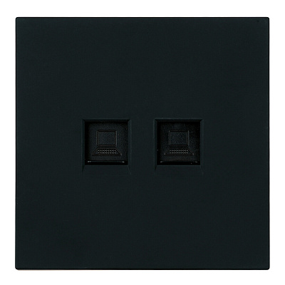 Розетка компьютерная 2-местная RJ-45 (механизм), STEKKER Мия, RST00-3111-05, черный бархат