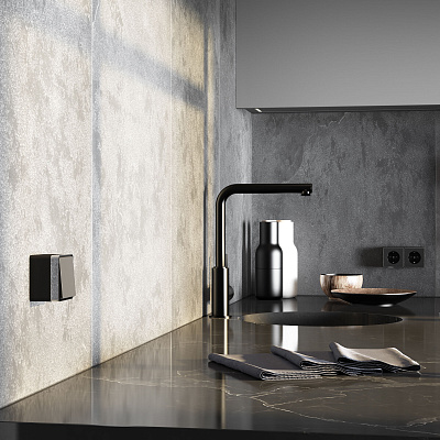 Выключатель одноклавишный влагозащищенный Werkel Gallant черный/хром a050971