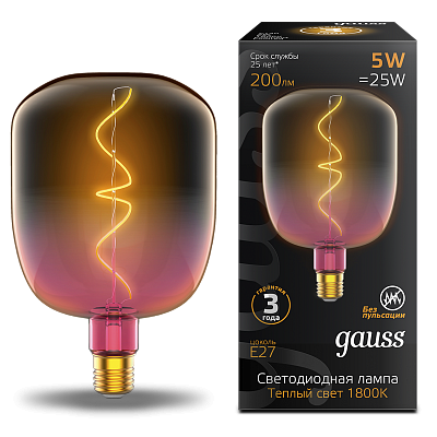Лампа Gauss Filament V140 5W 200lm 1800К Е27 LED 1010802105