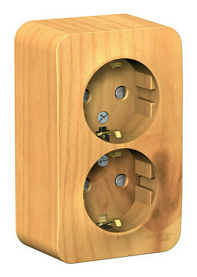 Розетка двойная ОП SE Blanca 16А IP20 250В с заземлением и шторками ясень BLNRA011215