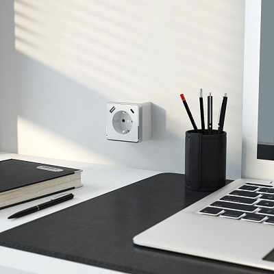 Розетка с заземлением и USB Werkel Gallant белые a057698