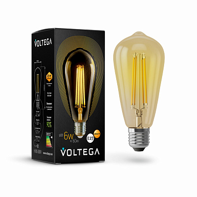 Ретро лампа Voltega ST64 E27 6W 2800K 5526