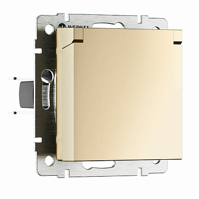 Розетка IP44 с заземлением, с защитной крышкой и шторками N Werkel шампань W1171211 a069581