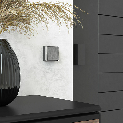 Переключатель одноклавишный проходной Werkel Gallant графит рифленый a051338