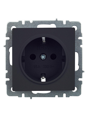 Розетка с заземлением и защитными шторками IEK Brite РС14-1-0-БрГ графит BR-R14-16-K53