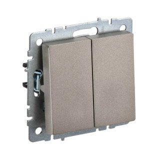 Выключатель двухклавишный IEK Brite ВС10-2-0-БрШ шампань BR-V20-0-10-K37