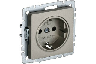 Розетка с заземлением IEK Brite РС11-1-0-БрШ шампань BR-R11-16-K37