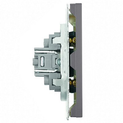 Розетка HDMI 2.0 Type A (механизм), STEKKER Эмили, RST00-5118-10, платиново-серый, soft touch