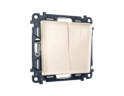 Комплект механизма 2-клавишного выключателя ALFA MA303010 Бежевый глянец QUANT