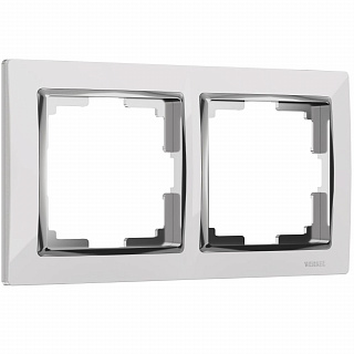 Рамка для розетки на 2 поста Werkel Snabb W0021901 хром;белая a051649