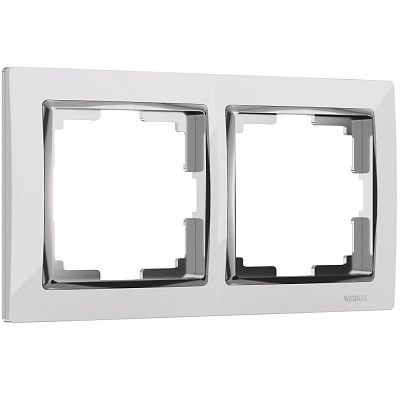 Рамка для розетки на 2 поста Werkel Snabb W0021901 хром;белая a051649
