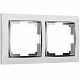 Рамка для розетки на 2 поста Werkel Snabb W0021901 хром;белая a051649