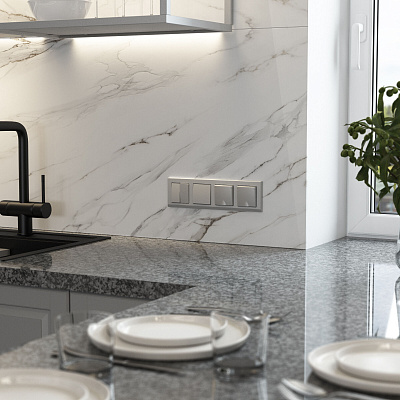 Выключатель одноклавишный Werkel серебряный матовый a063606