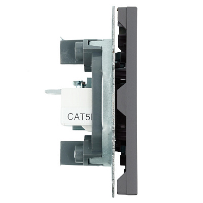 Розетка TV + компьютерная RJ-45 (механизм), STEKKER Эмили, RST00-5106-10, платиново-серый, soft touch