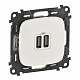 Розетка 2USB 240В/5В 1500мА с лицевой панелью белое Legrand Valena Alure 754995