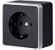 Розетка  с заземлением шторки черный с серебром Werkel W5071134 a051150
