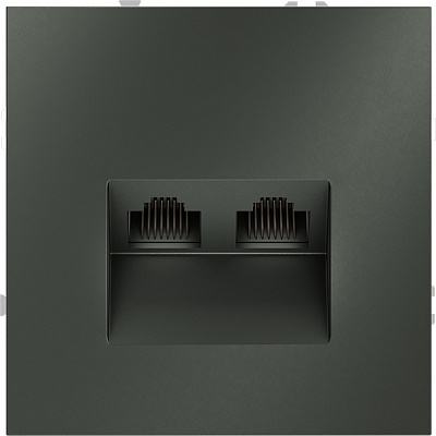 Розетка компьютерная двойная встраиваемая VOLTUM S70  RJ45+RJ45 категория 6  VLS060206, титан