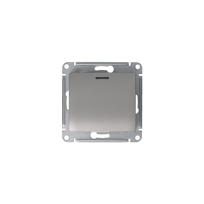 Переключатель 1 клавишный с подсветкой Glossa платина Schneider Electric GSL001263