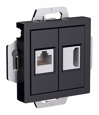 Розетка HDMI+RJ45 SE AtlasDesign карбон ATN001082