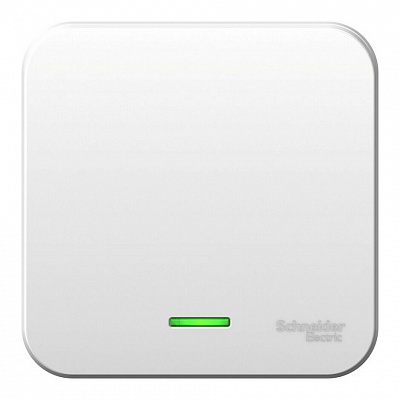 Выключатель одноклавишный SE Blanca с подсветкой с изолированой пластиной белый BLNVA061111