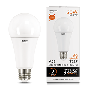 Лампа Gauss Elementary A67 25W 2000lm 3000K E27 LED 73215