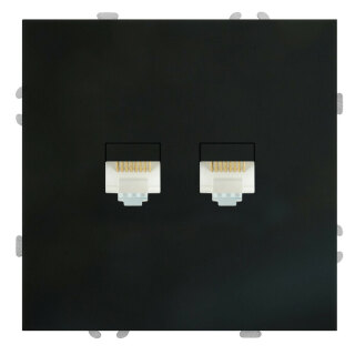 Розетка компьютерная 2-местная RJ-45 (механизм), STEKKER Эмили, RST00-5111-05, черный уголь, soft touch