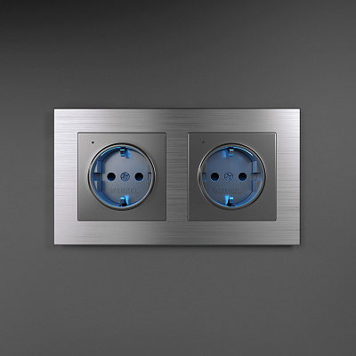 Розетка с подсветкой Werkel серебряные a054521