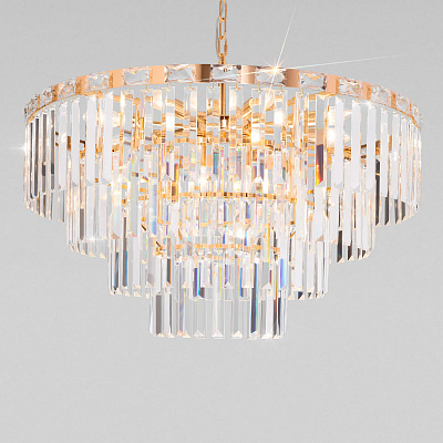 Подвесная люстра Eurosvet Elegante 10130/10 золото/прозрачный хрусталь Strotskis a060643