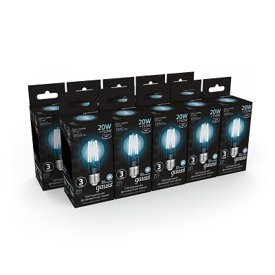 Лампа Gauss Filament А60 20W 1850lm 4100К Е27 LED 102902220 (20 шт)