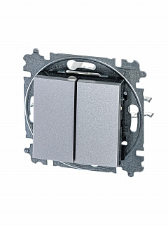 Выключать двухклавишный ABB Levit серебро/дымчатый черный 2CHH590545A6070
