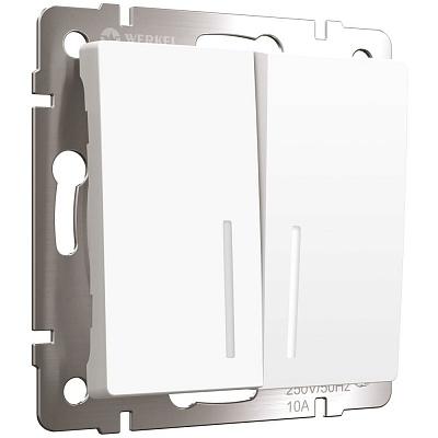 Выключатель двухклавишный с подсветкой Werkel белый матовый a059273