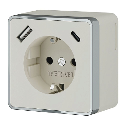 Розетка с заземлением и USB Werkel Gallant слоновая кость a057699