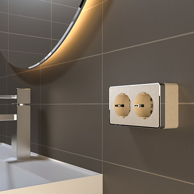 Розетка двойная с заземлением Werkel Gallant шампань рифленый a051037