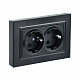 Розетка двойная с заземлением IEK Brite РС12-3-БрЧ черный BR-R21-16-K02-F