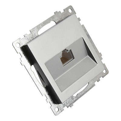 Розетка компьютерная 1-местная RJ-45 (механизм), STEKKER Катрин GLS00-7107-03, серебро