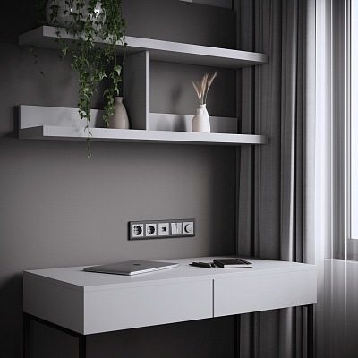 Розетка с заземлением и USB Werkel серебряный матовый a063618