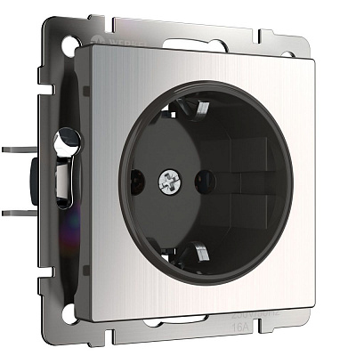 Розетка с заземлением и шторками Werkel W1171102 никель a051076