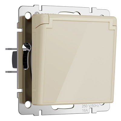 Розетка с заземлением, шторками и защитной крышкой Werkel айвори акриловый a064062