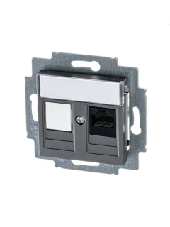 Розетка RG45+залушка ABB Levit сталь 2CHH295117А6069